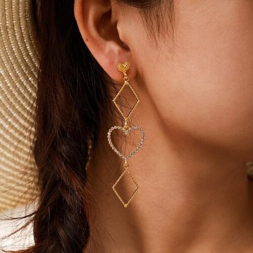 HebeDeer Girl Ear Stud Earring Womens Drop Earrings Heart Light Yellow Gold Color Cute Crystal Lovers Bohemia Jewelry Oorbellen