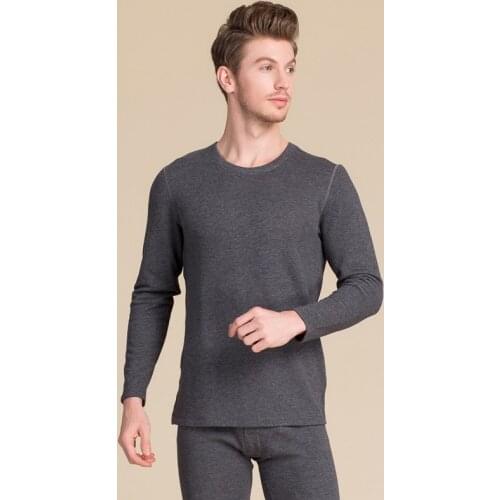 Silk Brushed Round Neck Thermal Underwear Cover Men 100% Silk and Plush Thickened Bottomed Autumn Clothes and Autumn Pants 8100