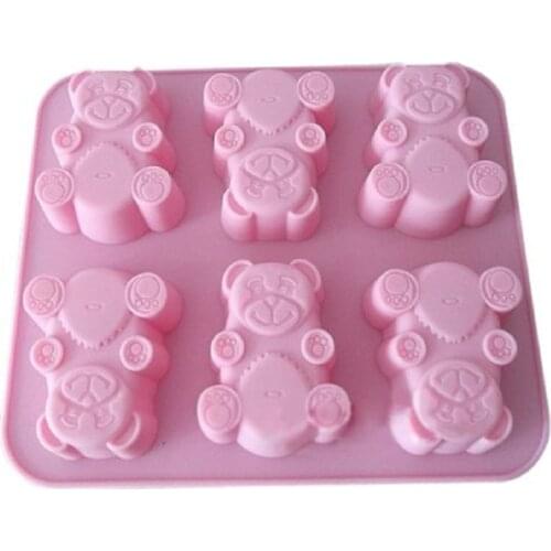 6 Cavity Bear Silicone Cake Baking Tray Muffin Cups Cake Pan Soap diy Mould Chocolate Ice Cream Soap Making Mold Bakeware