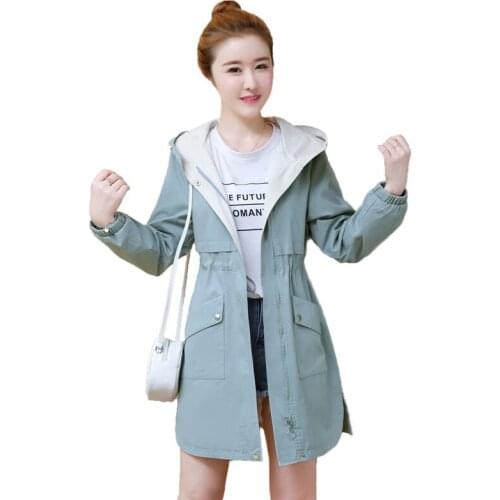 Spring Autumn Trench Coat Women Clothes New Loose student Thin Coat Medium-Long Windbreaker Slim Female Trench Coat Tops R91