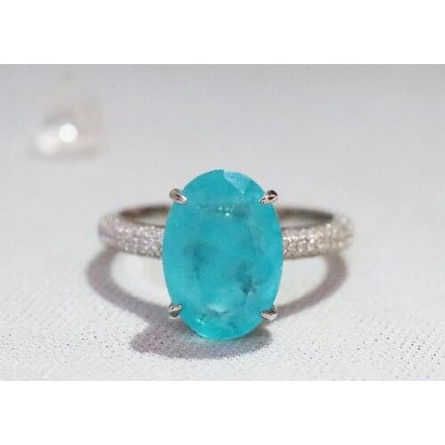 Vintage 4ct Paraiba Tourmaline Promise ring 925 Sterling silver Engagement Wedding Band Rings for women Bridal Finer Jewelry