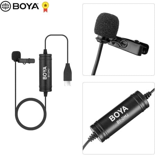 BOYA BY-DM2 MIC Omni-directional Digital Lavalier Microphone Clip-on Video Recording Mic with Type-C for Android Devices