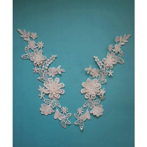 10 pairs off white guipure embroidered Lace appliques, bridal Lace Applique costume dance garment accessories
