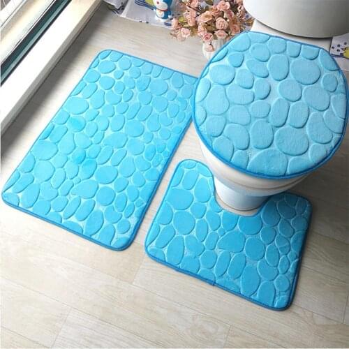3Pcs/Set Bathroom Mat Set Floor Rugs Embossing Flannel Cushion Toilet Seat Cover Bath Mat for Home Decoration Bathroom Product