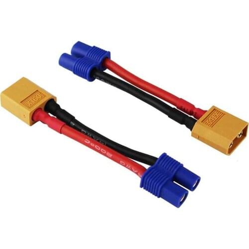 3pcs XT60 XT-60 Male to EC3 Female Connector Adapter Wire for RC Lipo Battery 14awg 1.96inch Cable (pack of 3)