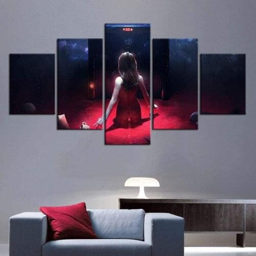 5 Piece Wall Art Canvas Anime Manga Blood Sea Girl & Ghost Elevator Pictures And Prints Home Living Room Decoration Paintings