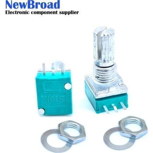 50pcs RK097N 5K 10K 20K 50K 100K 500K B5K with a switch audio 3pin shaft 15mm amplifier sealing potentiometer