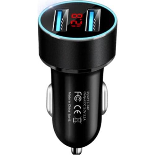 3.1A Dual USB Car Charger LED Display Car Adapter Fast Charging Charger Multifunction Alloy Auto Chargers For Smart Phone Tablet