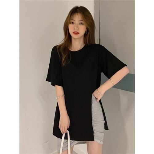 White Split Short Sleeve T-shirt Womens Summer Design Small Majority Large Loose Korean Top Half Sleeve 2021 New