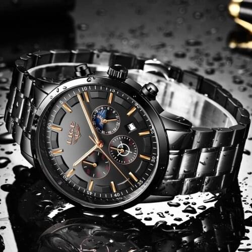LIGE Casual Fashion Mens Watches Top Brand Luxury Sport Watch Men Waterproof Automatic Date Quartz Clock Relogio Masculino+Box