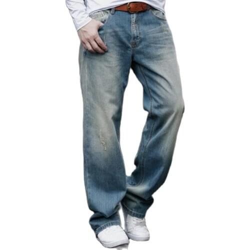 New Denim Jeans Men Loose Jeans Four Season Male straight Pants Plus size 29-42