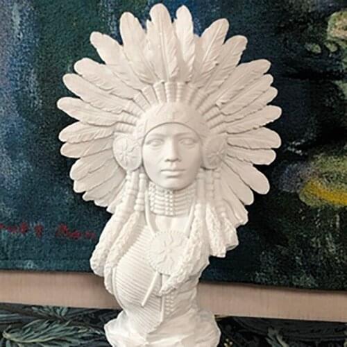 Modern Home Decor Indian Chief Figurines Living Room Decoration Handwork Arts And Crafts Decoration Statue Indoor Figure Figurin