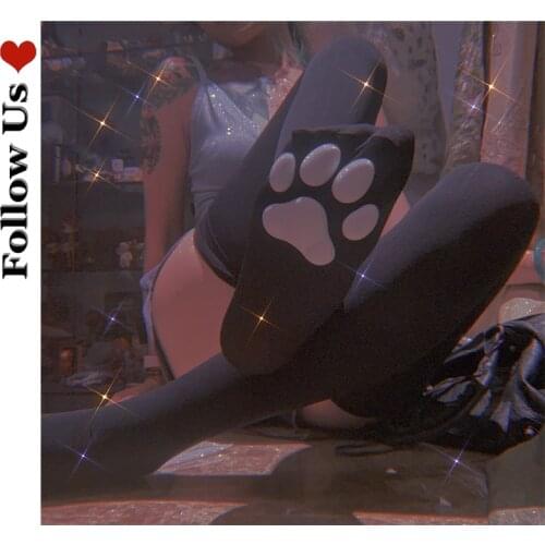 Gothic Black Stockings Women 2021 Summer Japanese 3D Cat Claw Stocking Silicone Over-knee Socks Lolita Dress Sexy Girls Socks