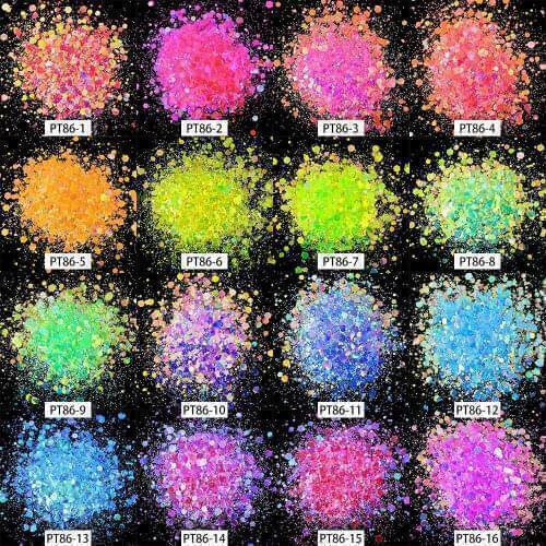 50G Holographic Mixed Hexagon Shape Chunky Nail Glitter Silver Sequins Laser Sparkly Flakes Slices Manicure Nails Art Decoration