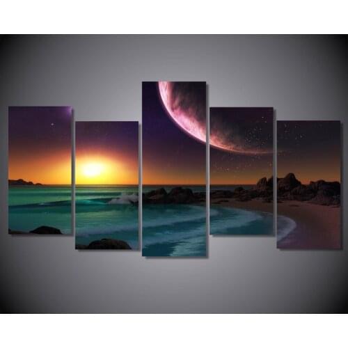 HD Print 5pcs canvas art sea beach seascape painting modern home decor wall art picture for living room decor painting