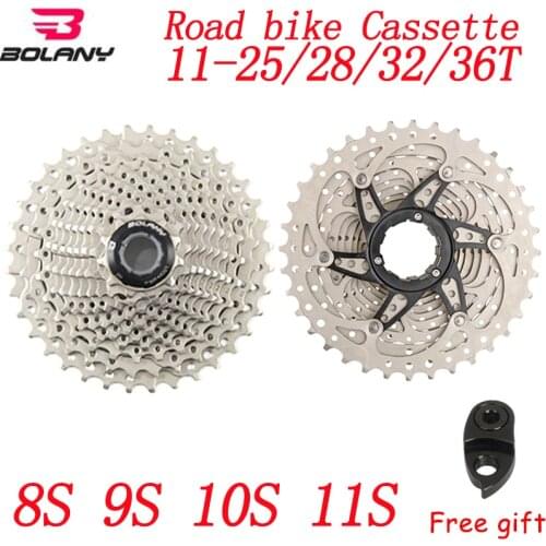 BOLANY Road Bike Cassette High Strength 8S 9S 10S 11S Bicycle Freewheel Wide Ratio Bike Sprocket 11-25T 28T 32T 36T Racing Part