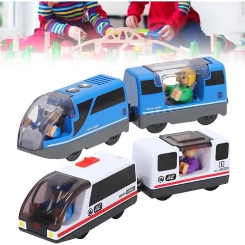 Magnetic Electric Railed Train Set Wooden Track Train model Railway Locomotive Magnetically Connected Interactive Train Gift Kid