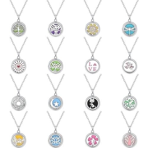 Aroma locket Necklace Steel Aromatherapy Essential Oil Diffuser Necklace Perfume Locket Pendant Jewelry For Women Add 10 pad