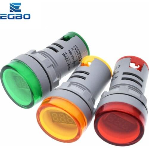 EGBO 22MM AD16 type AC60-500V Mini Voltage Meter LED Digital Display AC Voltmeter Indicator Light/Pilot Lamp Red Green Yellow