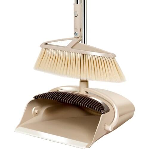 Broom and Dustpan Set Standing Dust Pan Wind Proof Broom Cleaning Brush Broom Dustpan Set for Home