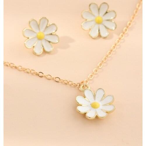New arrival silver plated Daisy jewelry sets Necklace/Earrings/Ring/Bracelet wedding jewelry sets for women drop shipping