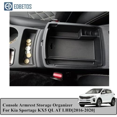 Armrest Storage Box For Kia Sportage KX5 QL AT LHD 2016 2017 - 2020 Center Console Organzier Stowing Tidying Storage Holder Tray