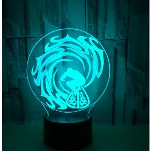 Popular Creative 3d Night Desk Lamp Gift Rolling WaveSkiing Surfing 3d Visual Table Lamps For Living Room Deco Lamps