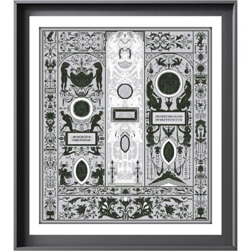 Reniassance sampler cross stitch counted pattern design 18ct 14ct 11ct silver canvas embroidery DIY needlework