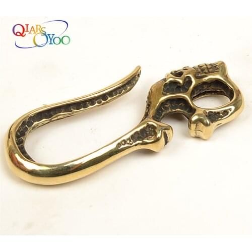 2018 Hot DIY S hook Solid Brass U-shaped skull key chain Belt hook Pure brass buckle S dog clasp Decoration hooks 60mm