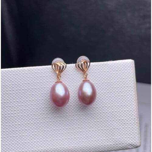 Shilovem 18k yellow gold Natural freshwater pearls Drop Earrings fine Jewelry women trendy wedding plant new myme8-96621zz