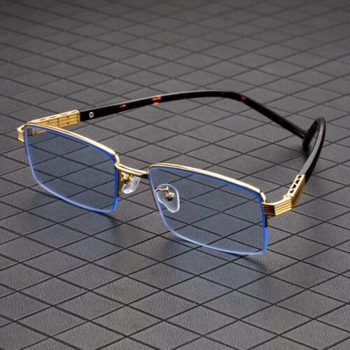 Crystal Stone Sunglasses Male Blue Glass Sun Glasses For Men Woman Metal Acetate Half Frame Luxury Top Quality Anti Scratch