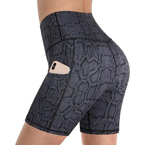 Leopard Printed Sports Shorts Hip Lift Phone Pocket Fitness Yoga Short Leggings Sports Active Wear For Women Gym Plus Size