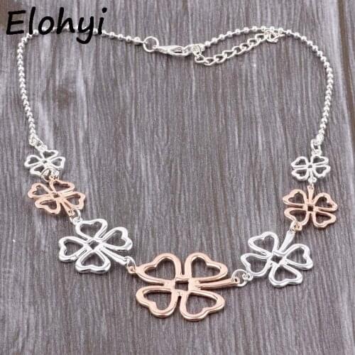 ELOYHI Novel Lucky Leaves Double Plating Color Matching Collar Top Quality Plated For Women Trendy Neckalce&Pendants Gift