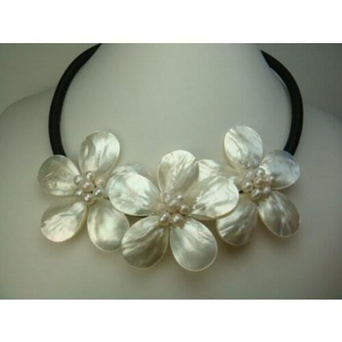 2019 New Limited Women Collier Shell Flower Necklace- 5-6mm Freshwater With Saltwater Necklace 20 inches