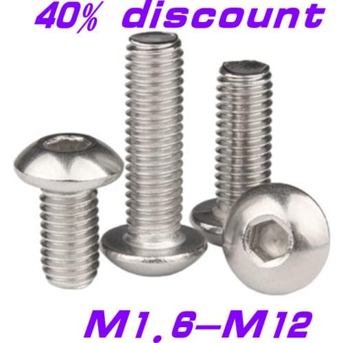 5-50PCS/LOT M2 M2.5 M3 m4 m5 m6 m8 ISO7380 304 Stainless Steel A2 Round Head Screws Mushroom Hexagon Socket Button Head Screw