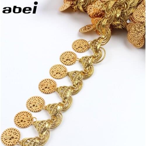 2yards 35mm Fringe Gold Sequins Paillette Tassel Lace Braided Ribbon DIY Wedding Party Dance Dress Fabric Handmade Crafts