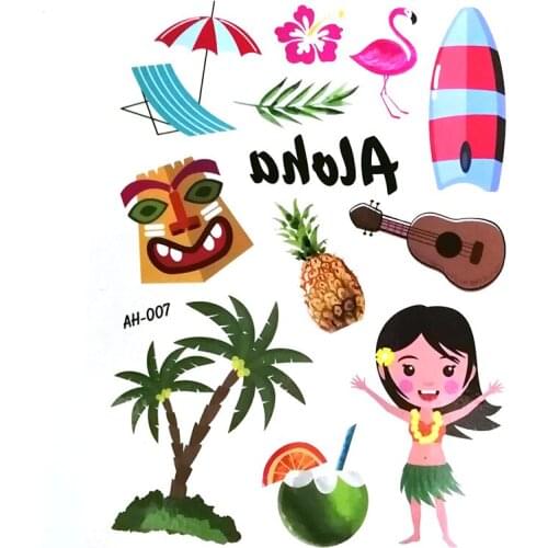 Summer Beach Temporary Tattoo Fake Tattoos Sticker Children Women Men Face Cosmetic Body Art 20pcs