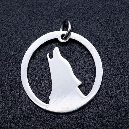 5pcs/lot 316L Stainless Steel Night Roaring Wolf DIY Charm Pendants for Necklaces Never Tarnish AAAA Quality