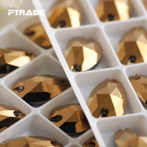 7x12,10.5x18,13x22,16x25,17x28,22x38 Gold Hematite Teardrop Droplet Glass Crystal Flatback Sew On Rhinestones Strass For Clothes