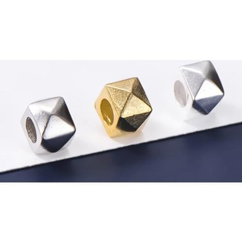 925 Sterling Silver Geometry Faceted Loose Space Beads 5.5mm 6.5mm Bracelets S925 Silver Beads DIY String Fine Jewelry Findings