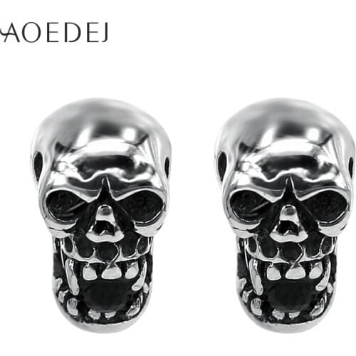 AOEDEJ Exaggerated Skull Earrings Crystal Fashion Punk Studs Earrings For Men Stainless Steel Orecchini Della Vite Prigioniera