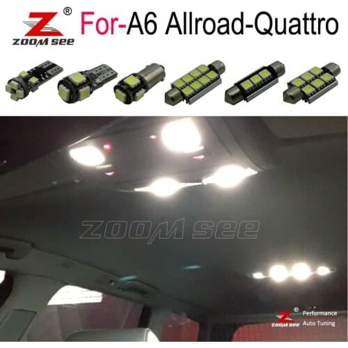 White LED plate door lamp + LED interior dome mirror light bulb for Audi A6 C5 C6 C7 Allroad Quattro 1999 2005 2008 to 2011 2017
