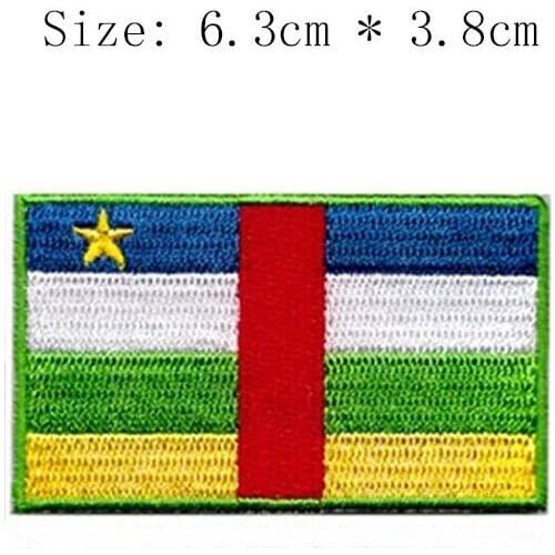 Free shipping Central African Republic embroidery flag patch Bangui city emblem Wholesale iron on sew on left chest sleeve