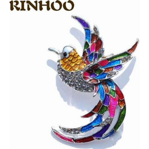 RINHOO Brand Rhinestone Phinex Brooches for Women Colorful Enamel Wing Pin Fashion Bird Brooch New Wedding Party Jewelry