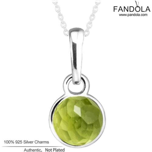 100% 925 Sterling Silver August Droplet Birthstones Peridot Charms Beads for Jewelry Making Fits Europe Bracelet Argent Berloque