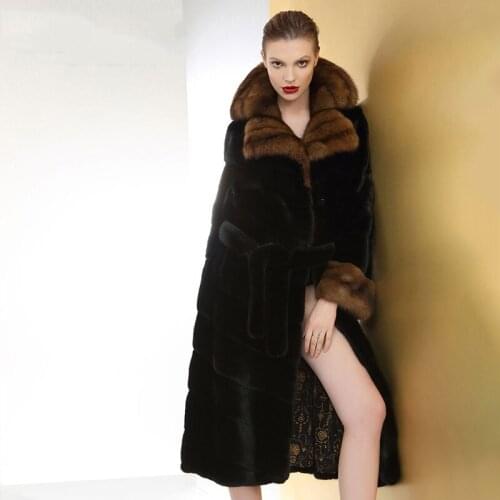 Long Natural Mink Fur Coat 2020 Thick Warm Fur Cotas and Jackets Women Slim Korean Elegant Female Jacket Abrigo Mujer Zjt562