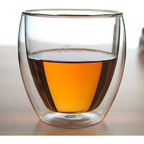 Double coffee cup egg-shaped transparent glass 250ml hand-blown heat - resistant high borosilicate glass water cup