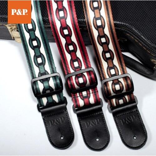 P&P Guitar Straps Personality Sublimation Sell Like Hot Cakes Leather Head Instrument Braces