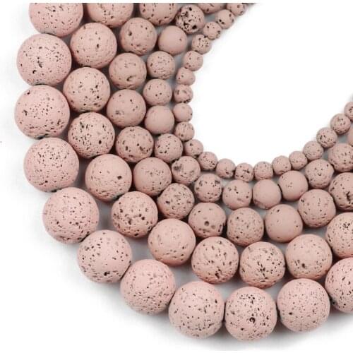 HGKLBB Champagne Natural Volcanic Lava Rock Stone Rubber Round Spacer Loose beads for Jewelry making 4/6/8/10/12MM DIY Bracelets