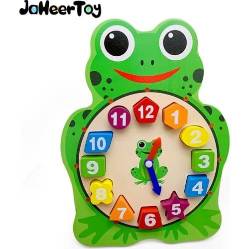 JaheerToy Wooden Toy Digital Frog Clock Montessori Education Baby Gift Number Preschool Childrens Toys Early